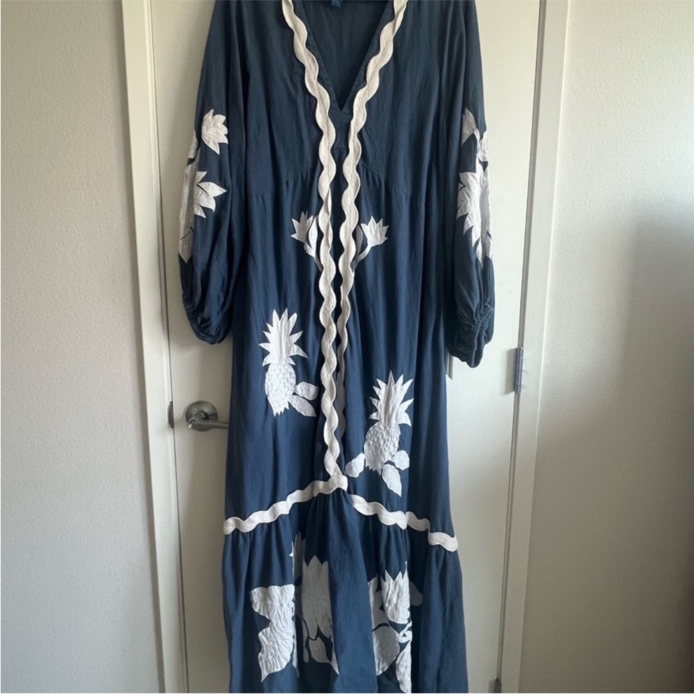 Anthropologie Farm Indigo Blue Top - XL Petite - Picture 4 of 7